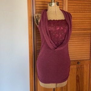 B Sharp | Maroon Sleeveless Cowl Neck Top | L